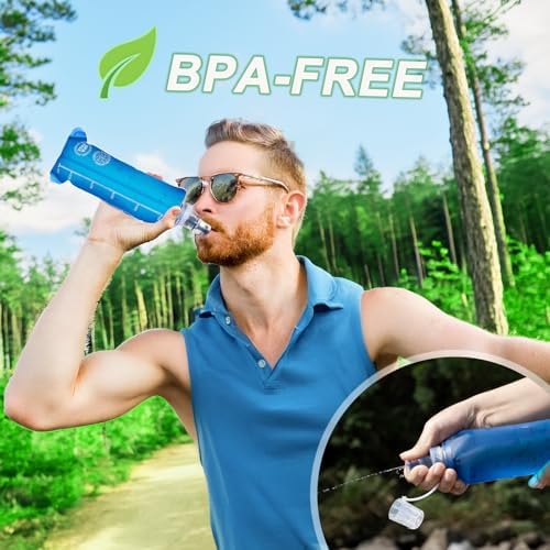 2 Pack Collapsible Water Bottle 500ml – BPA-Free Foldable Soft Flask for Running, Hiking, Cycling, Jogging, Trail Running, Marathon, Travel, Outdoor – Reusable Hydration Bottle for Backpack, Camping - Image 3