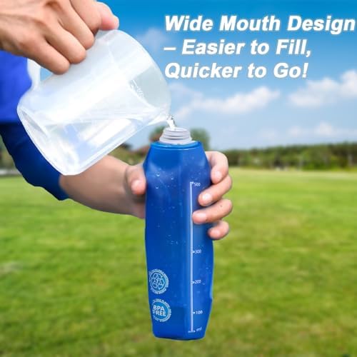 2 Pack Collapsible Water Bottle 500ml – BPA-Free Foldable Soft Flask for Running, Hiking, Cycling, Jogging, Trail Running, Marathon, Travel, Outdoor – Reusable Hydration Bottle for Backpack, Camping - Image 7