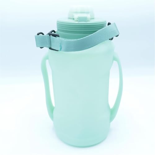 64oz Foldable Silicone Water Cups with Straw, BPA Free, for Outdoor Sports Water Bottle (Green) - Image 5