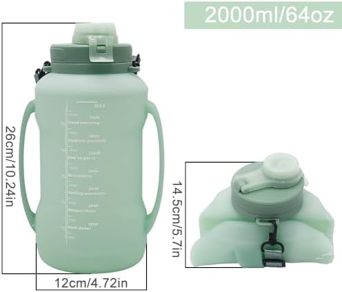 64oz Foldable Silicone Water Cups with Straw, BPA Free, for Outdoor Sports Water Bottle (Green) - Image 6