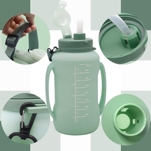 64oz Foldable Silicone Water Cups with Straw, BPA Free, for Outdoor Sports Water Bottle (Green) - Image 7