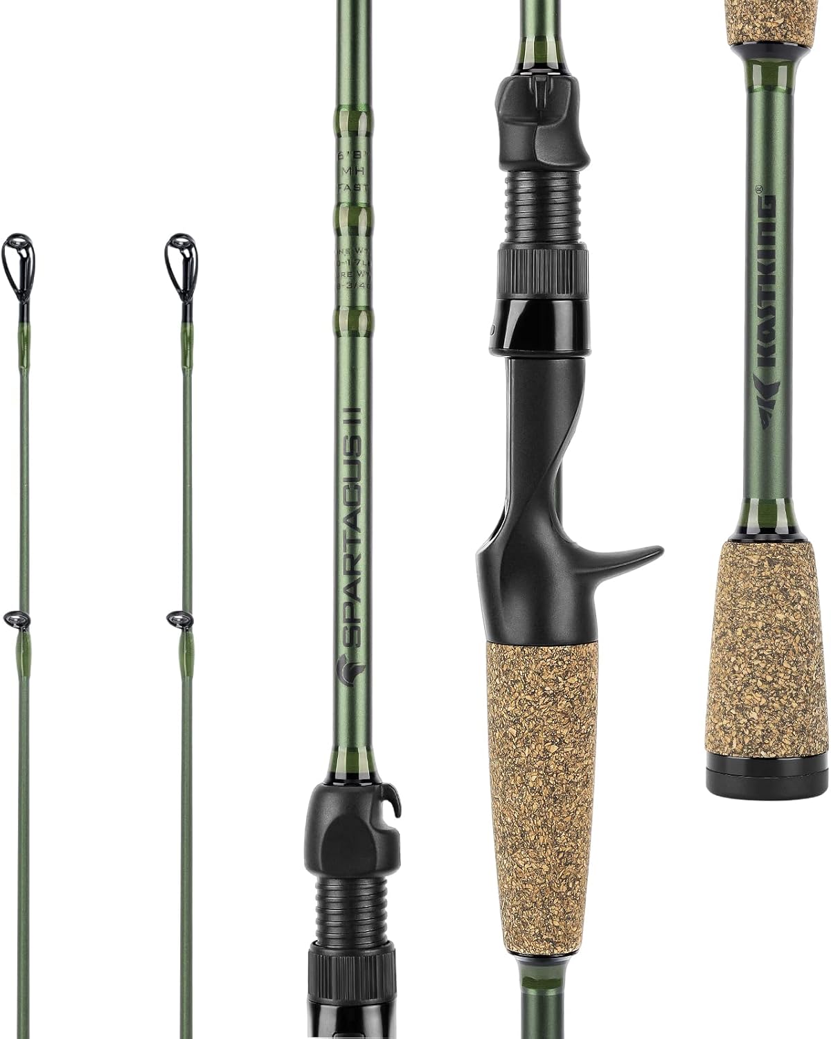 KastKing Spartacus II Fishing Rods - IM6 Graphite Blanks Casting & Spinning Rods, 2-Piece Rods with Extra Tip Section, PTS Power Transition System, KastFlex Technology, Rubber Cork Handle - Image 9